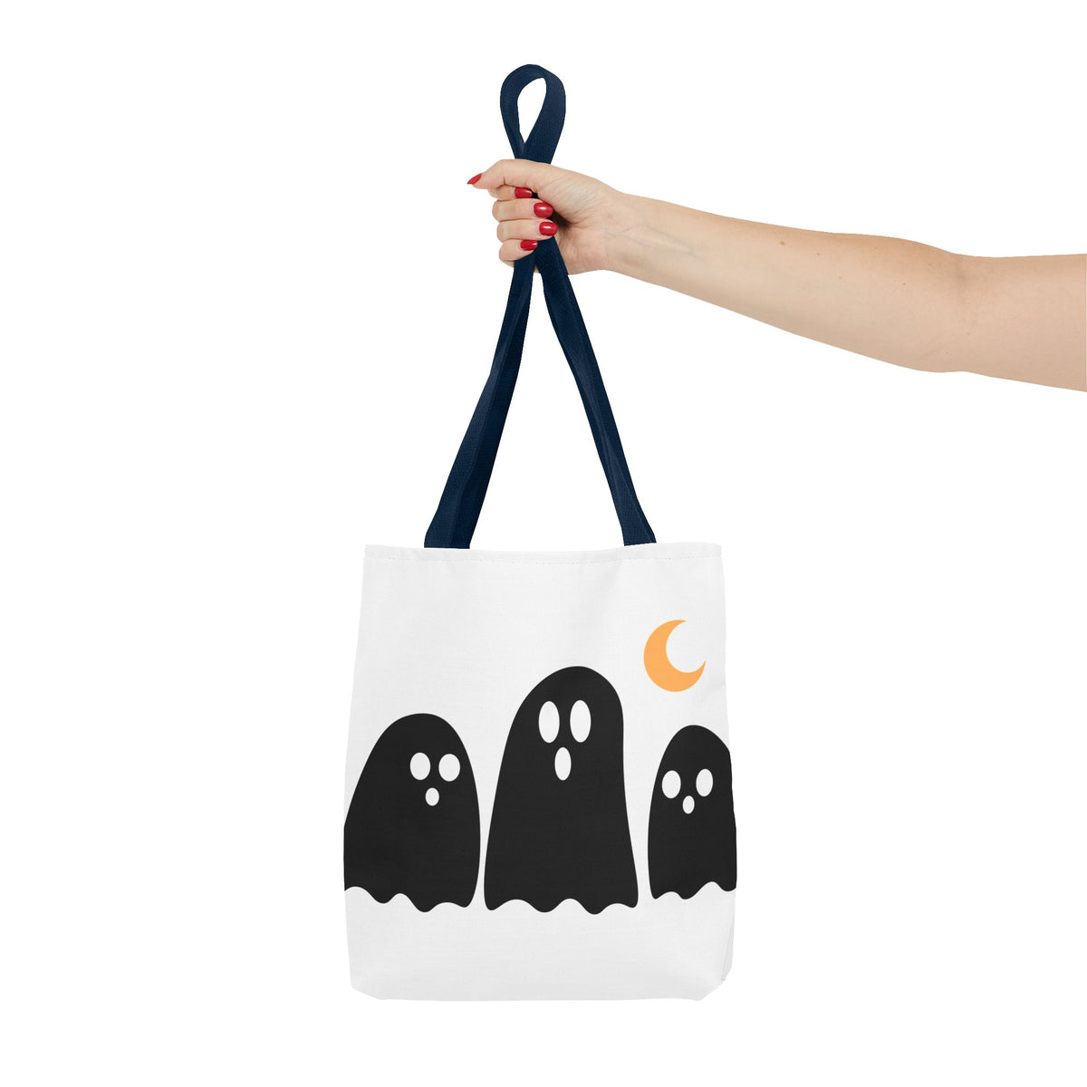 Ghost Trio Moon Tote Bag — Cute Halloween Ghosts AOP Tote