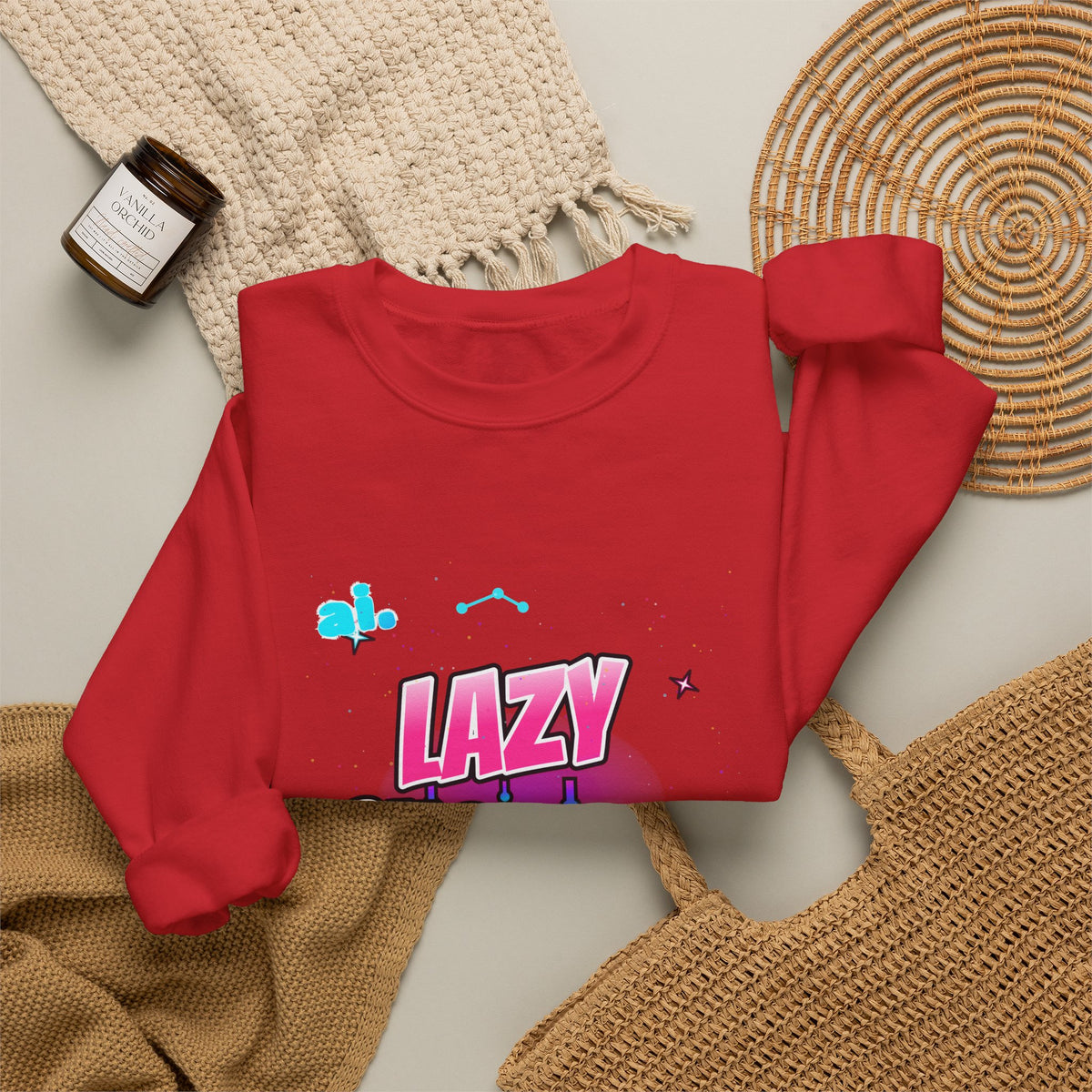 Crewneck Sweatshirt — 'Lazy Customs' Retro Drip Logo Pullover