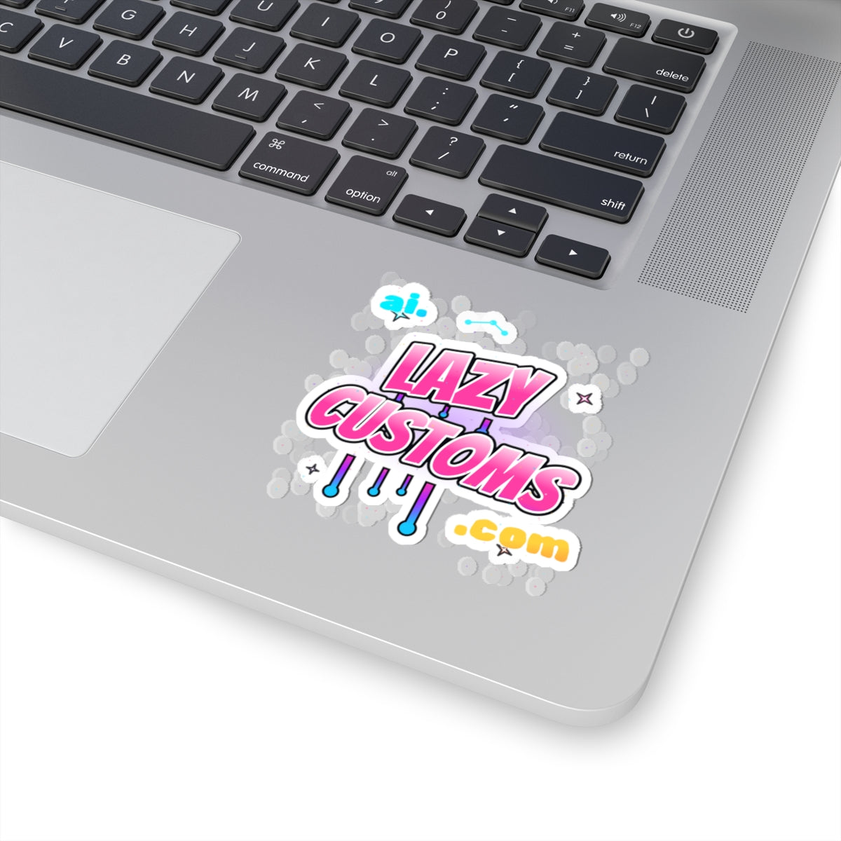 Lazy Customs Kiss-Cut Sticker — Cute Pink Logo Decal for Laptops & Gear