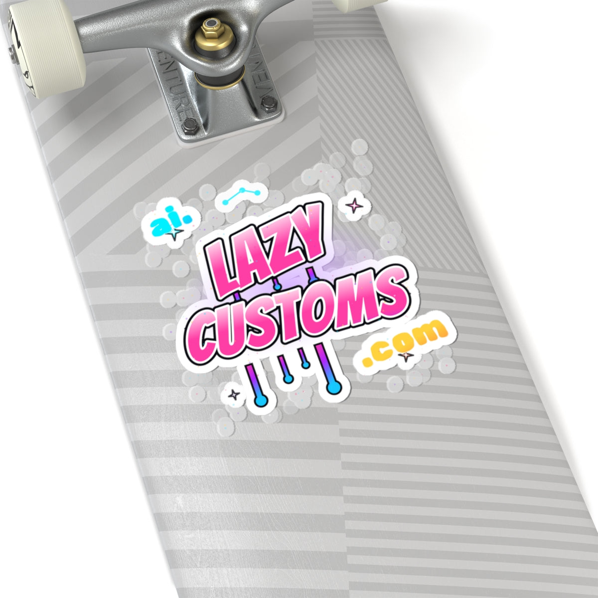Lazy Customs Kiss-Cut Sticker — Cute Pink Logo Decal for Laptops & Gear