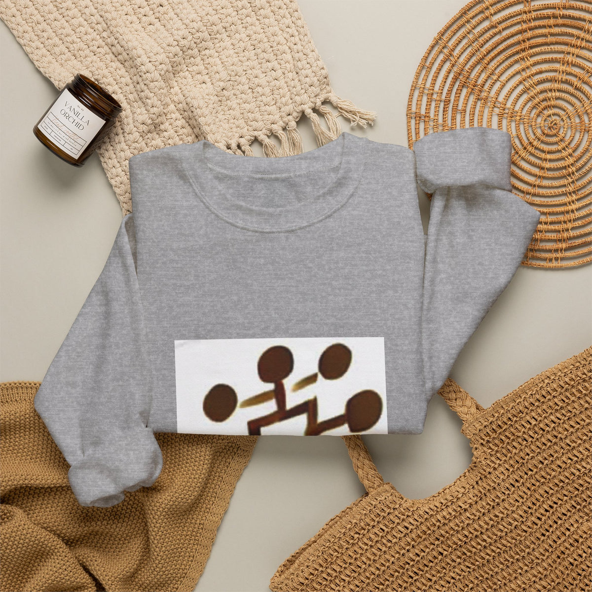 Crewneck Sweatshirt — Modern Geometric Brown Pattern