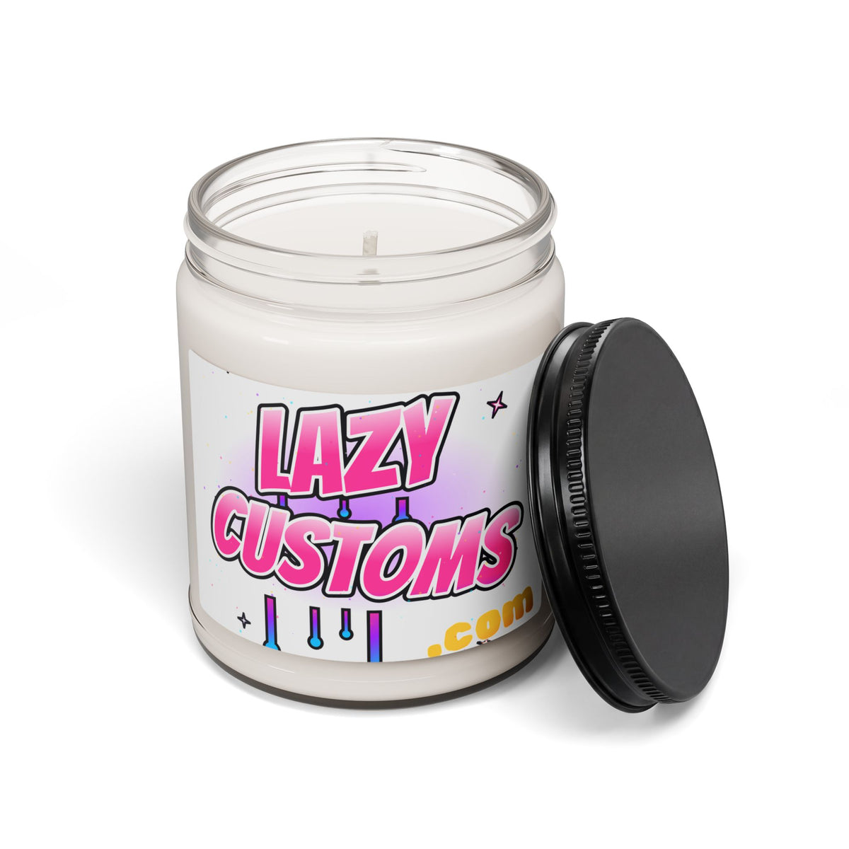 LAZY CUSTOMS Scented Soy Candle — 9oz Jar Candle (Pink Retro Logo)
