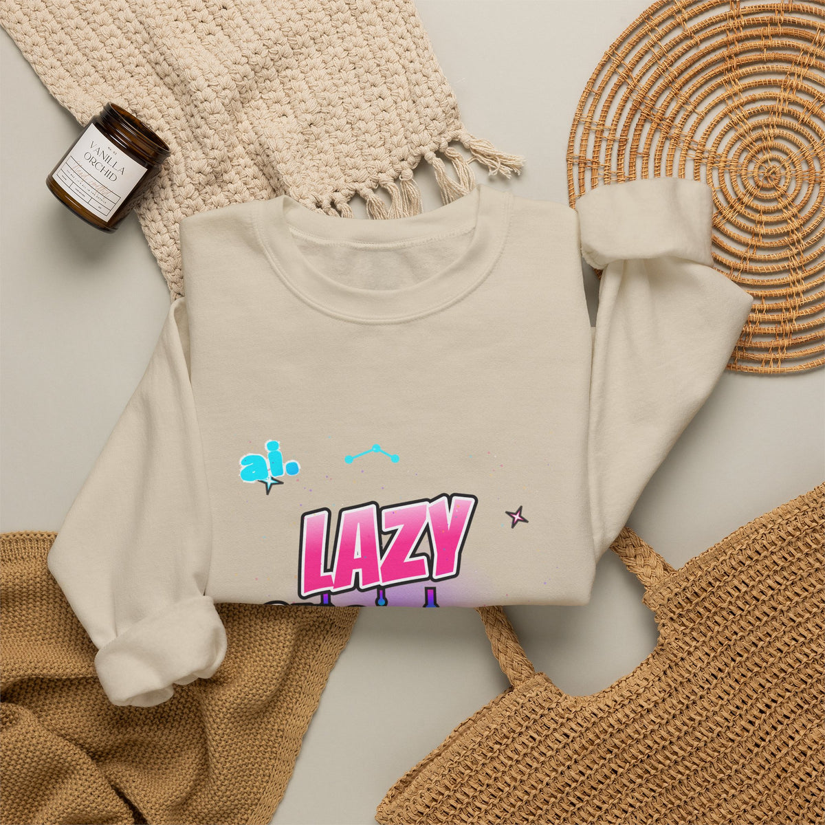 Crewneck Sweatshirt — 'Lazy Customs' Retro Drip Logo Pullover