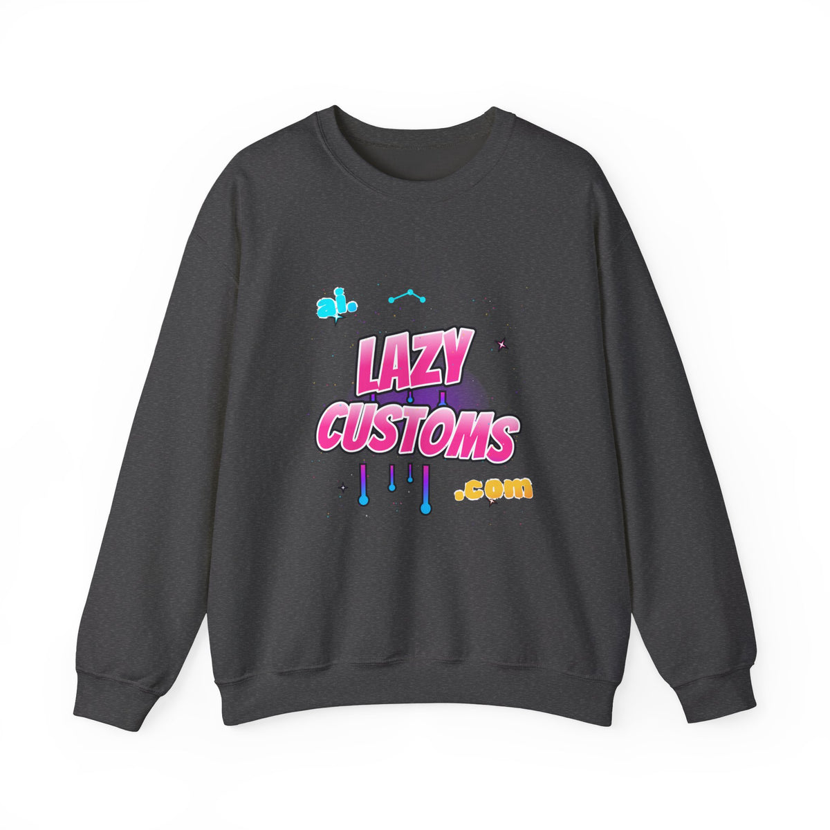 Crewneck Sweatshirt — 'Lazy Customs' Retro Drip Logo Pullover
