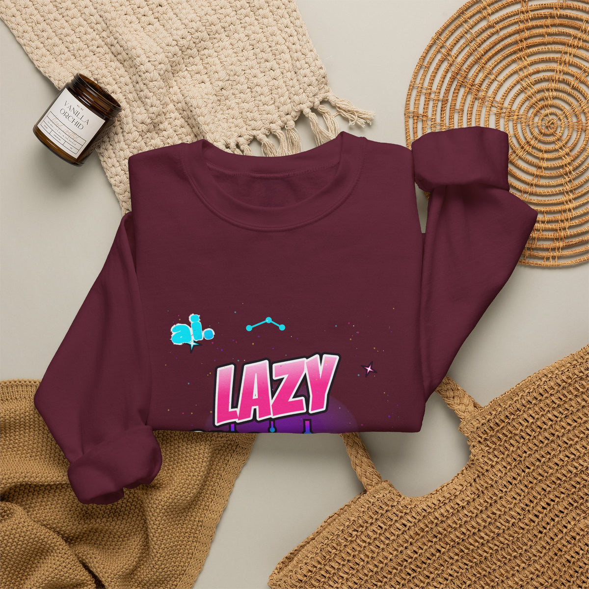 Crewneck Sweatshirt — 'Lazy Customs' Retro Drip Logo Pullover