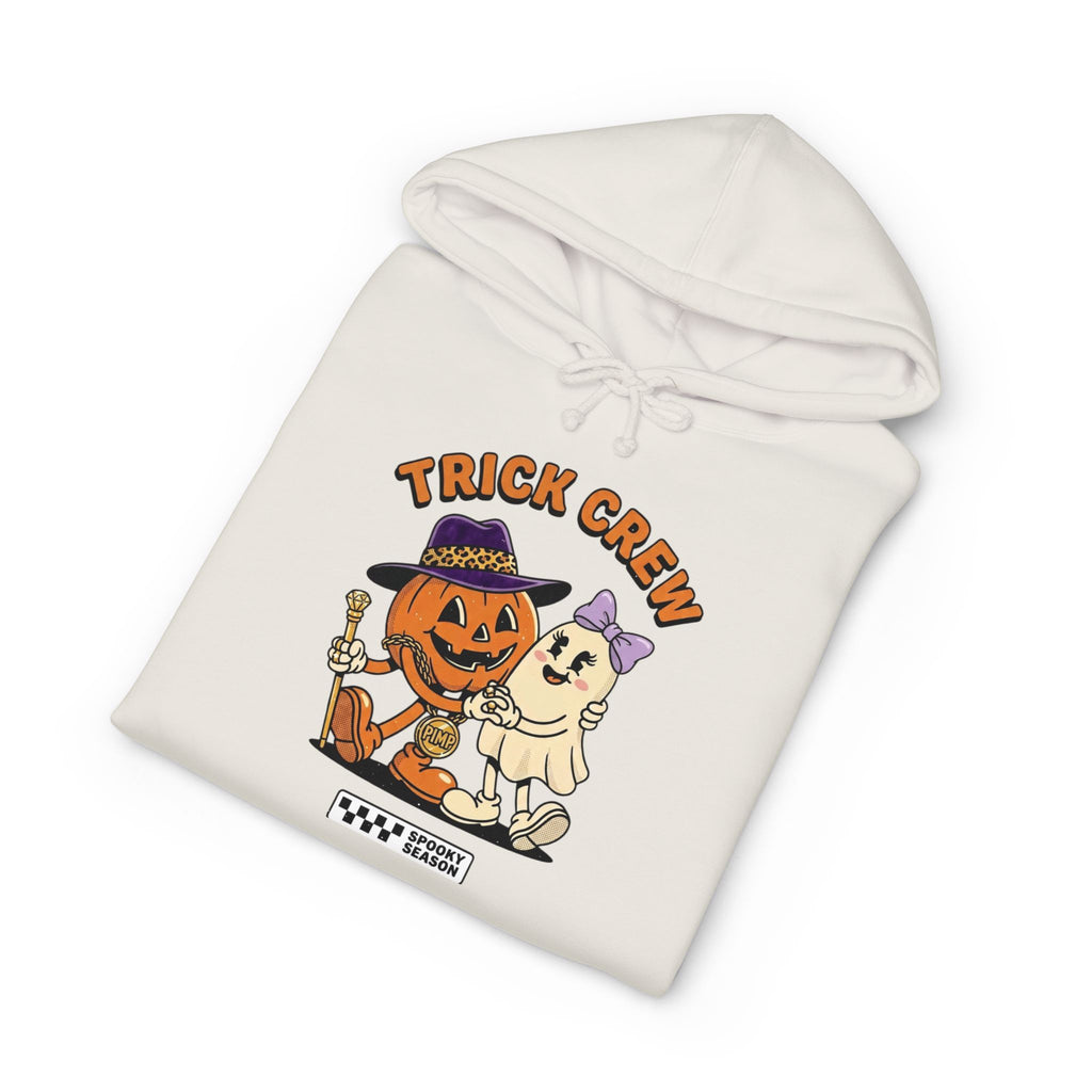 Halloween Trick Crew Hoodie — Pumpkin & Ghost Graphic Sweatshirt