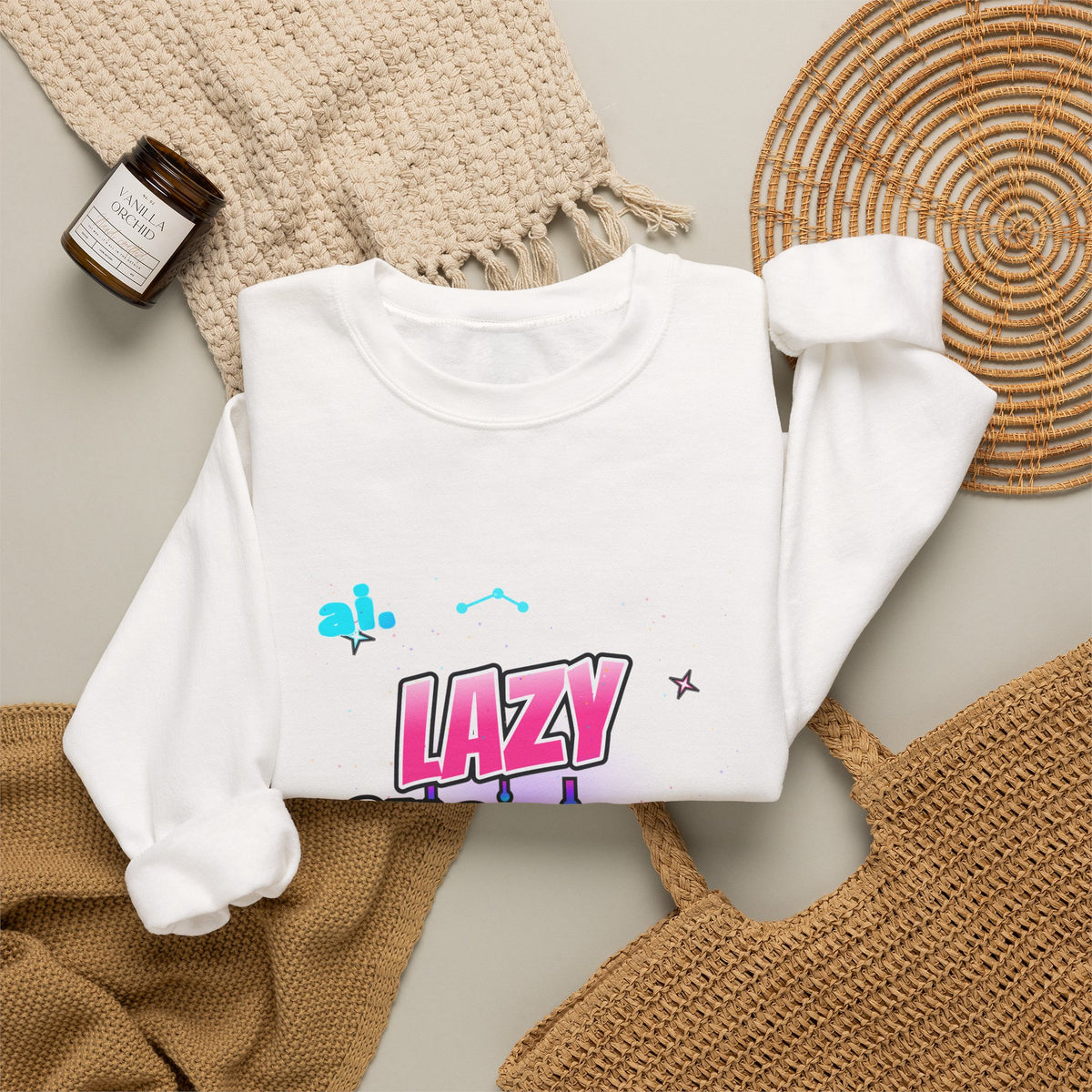 Crewneck Sweatshirt — 'Lazy Customs' Retro Drip Logo Pullover