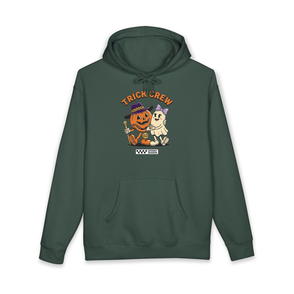 Halloween Trick Crew Hoodie — Pumpkin & Ghost Graphic Sweatshirt