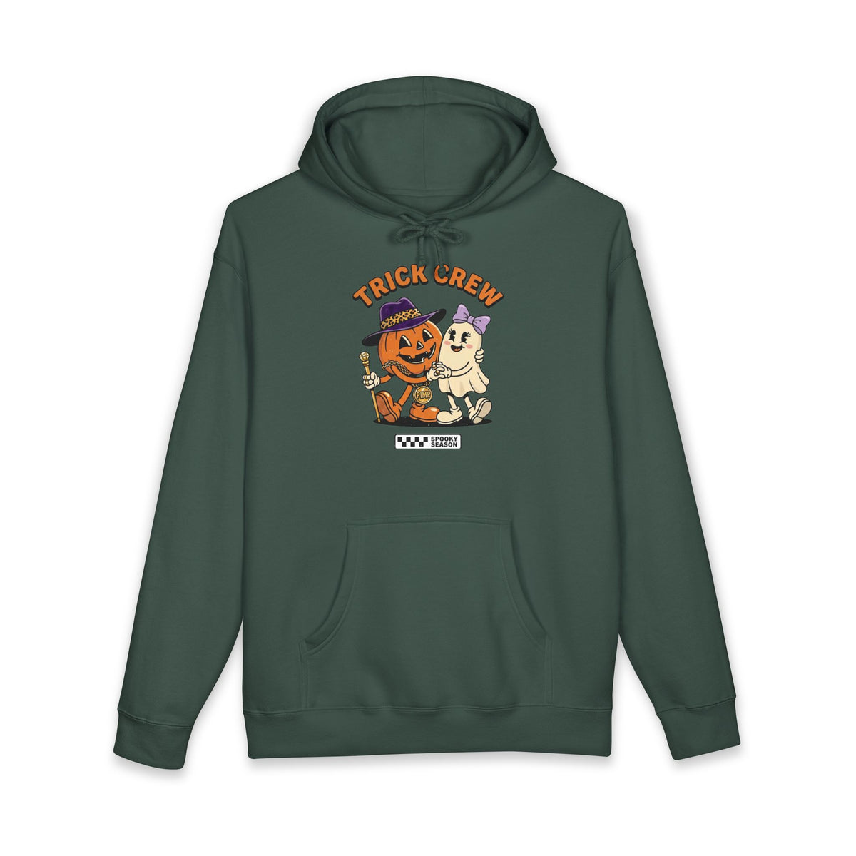 Halloween Trick Crew Hoodie — Pumpkin & Ghost Graphic Sweatshirt