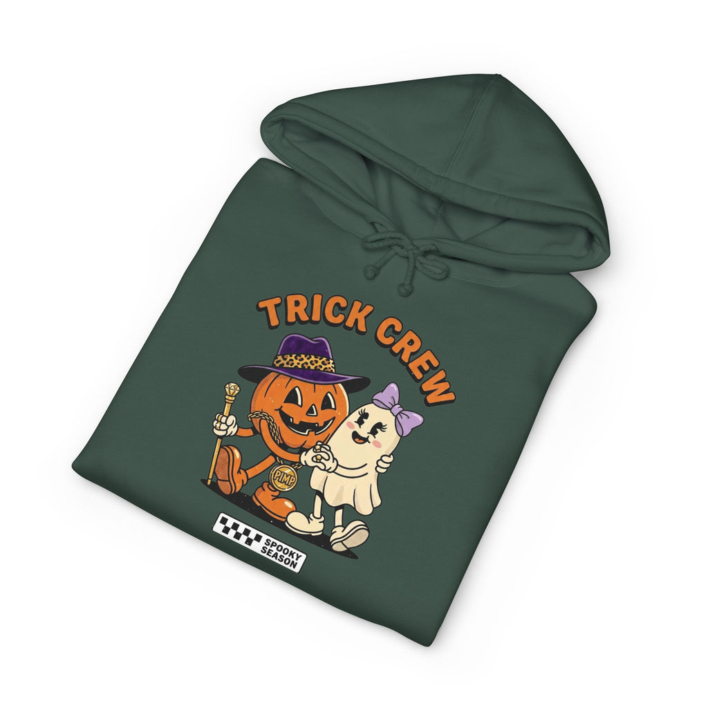 Halloween Trick Crew Hoodie — Pumpkin & Ghost Graphic Sweatshirt