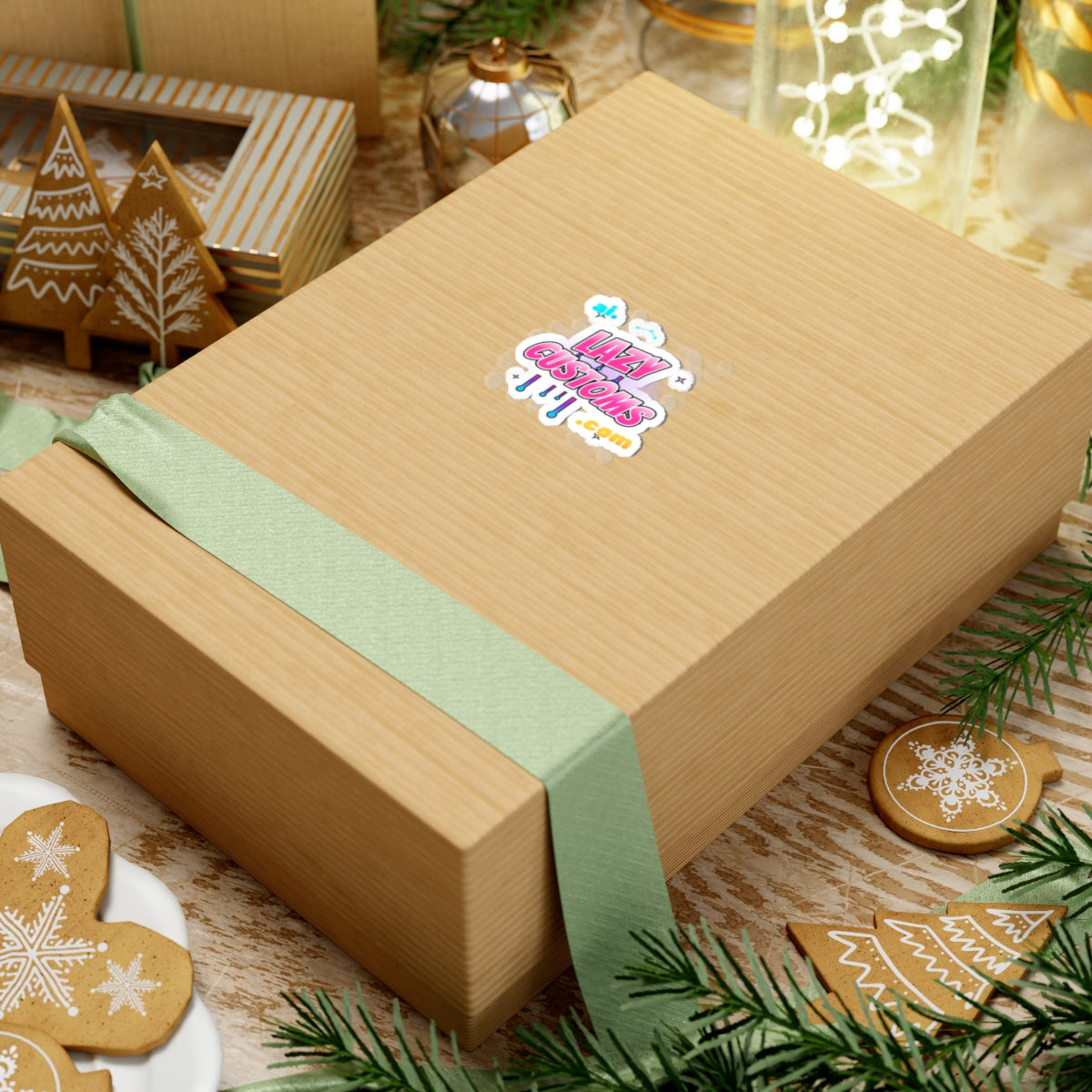 Lazy Customs Kiss-Cut Sticker — Cute Pink Logo Decal for Laptops & Gear