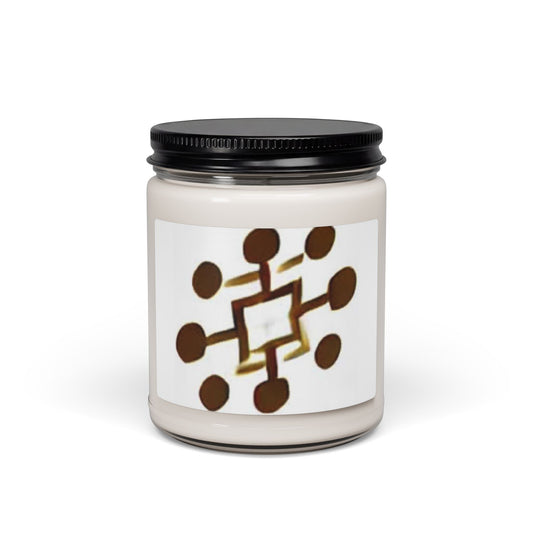 9oz Scented Soy Candle — Warm Amber Geometric Design