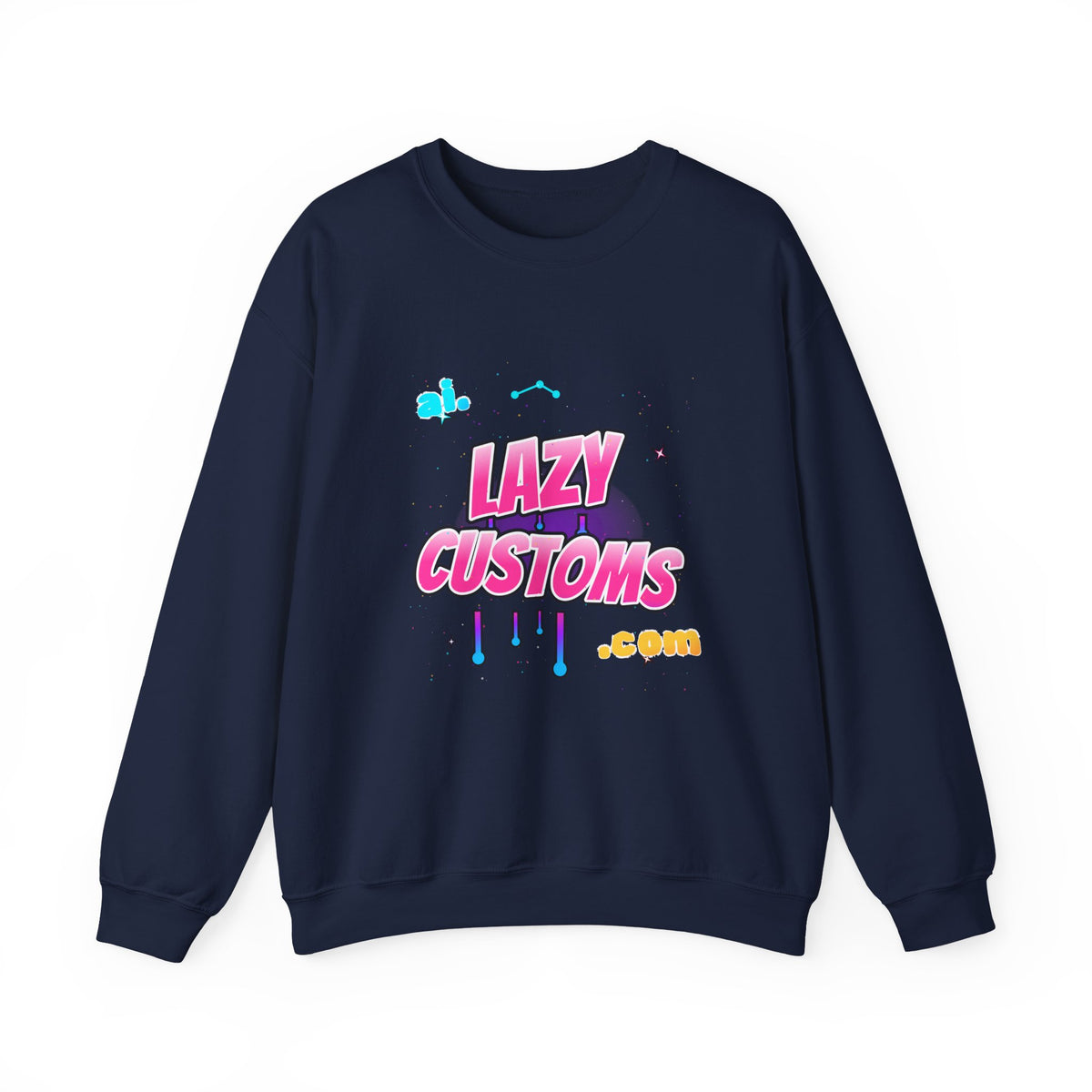 Crewneck Sweatshirt — 'Lazy Customs' Retro Drip Logo Pullover