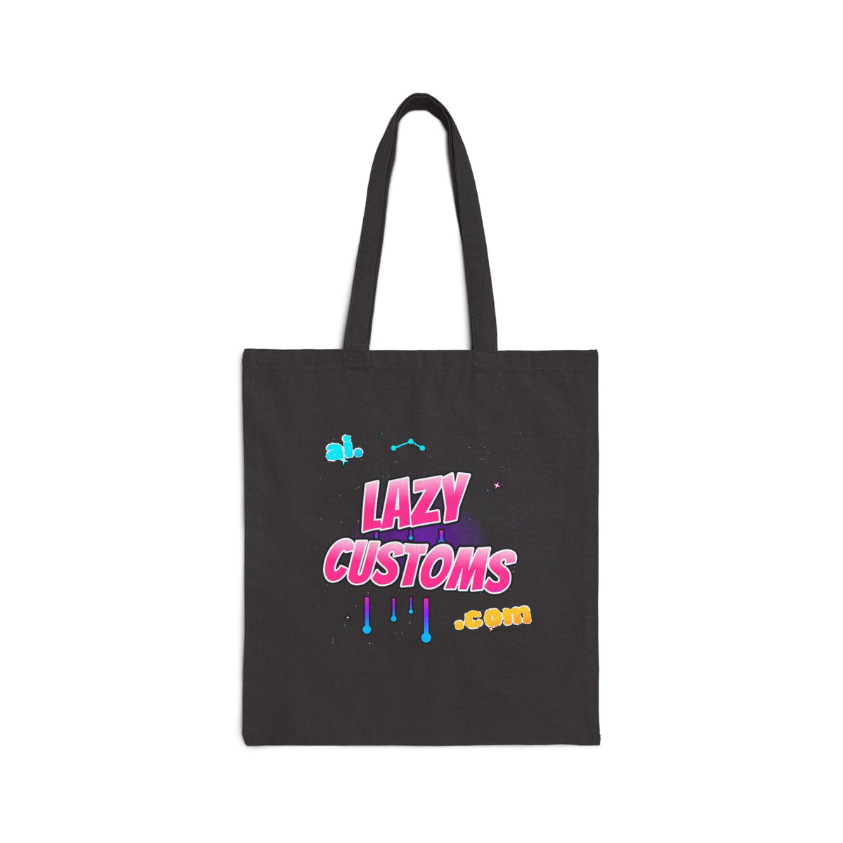 Canvas Tote Bag — Retro Pink “Lazy Customs” Graphic Shopper