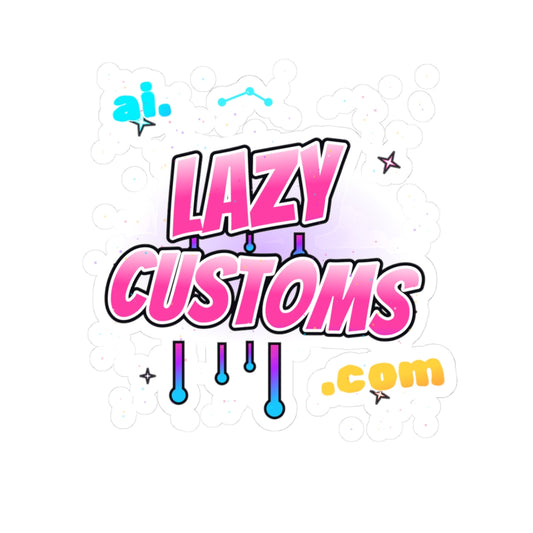 Lazy Customs Kiss-Cut Sticker — Cute Pink Logo Decal for Laptops & Gear