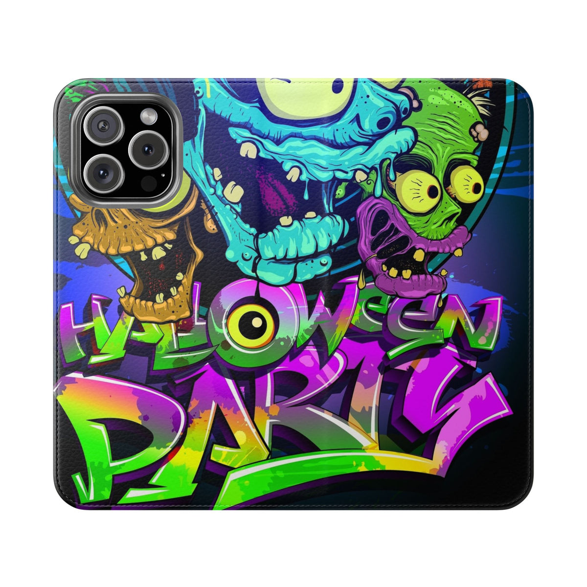 Halloween Party Flip Case — Neon Monster Phone Wallet