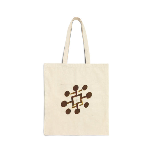Canvas Tote Bag with Abstract Geometric Dot Network Design — Eco-Friendly Everyday Shopper