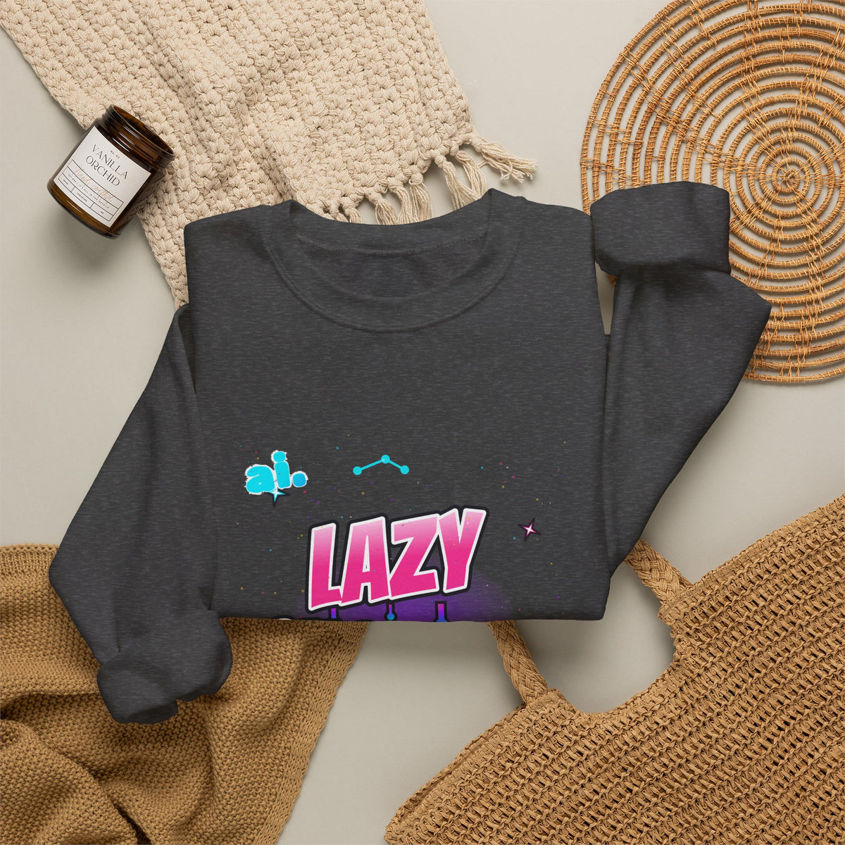 Crewneck Sweatshirt — 'Lazy Customs' Retro Drip Logo Pullover