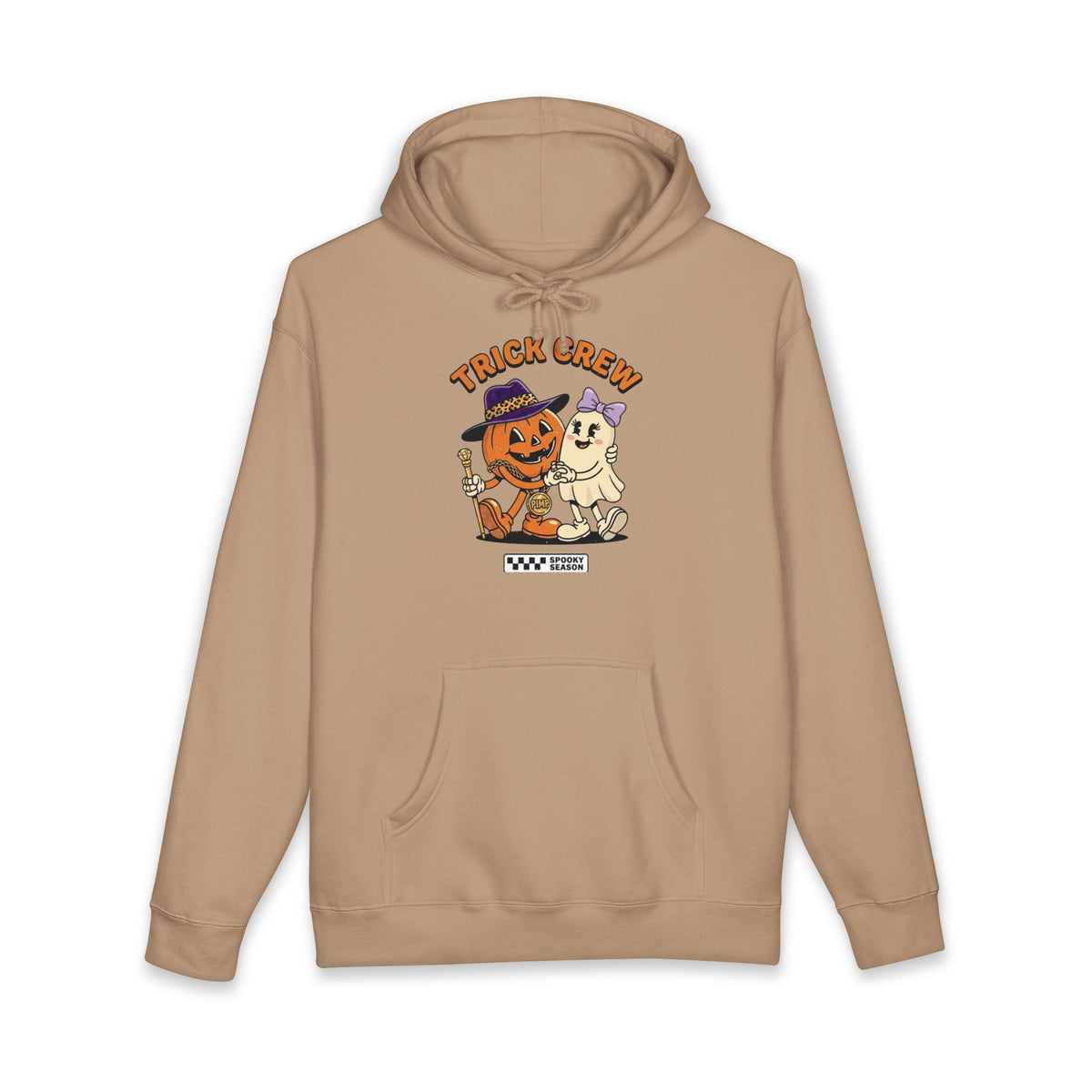 Halloween Trick Crew Hoodie — Pumpkin & Ghost Graphic Sweatshirt