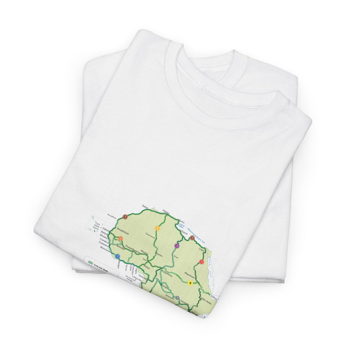 Africa Road Map T-Shirt — Vintage Political Map Tee for Travel Lovers