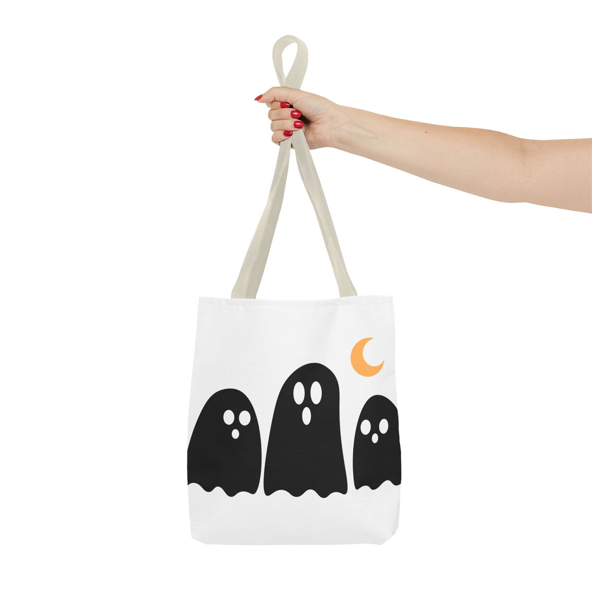 Ghost Trio Moon Tote Bag — Cute Halloween Ghosts AOP Tote