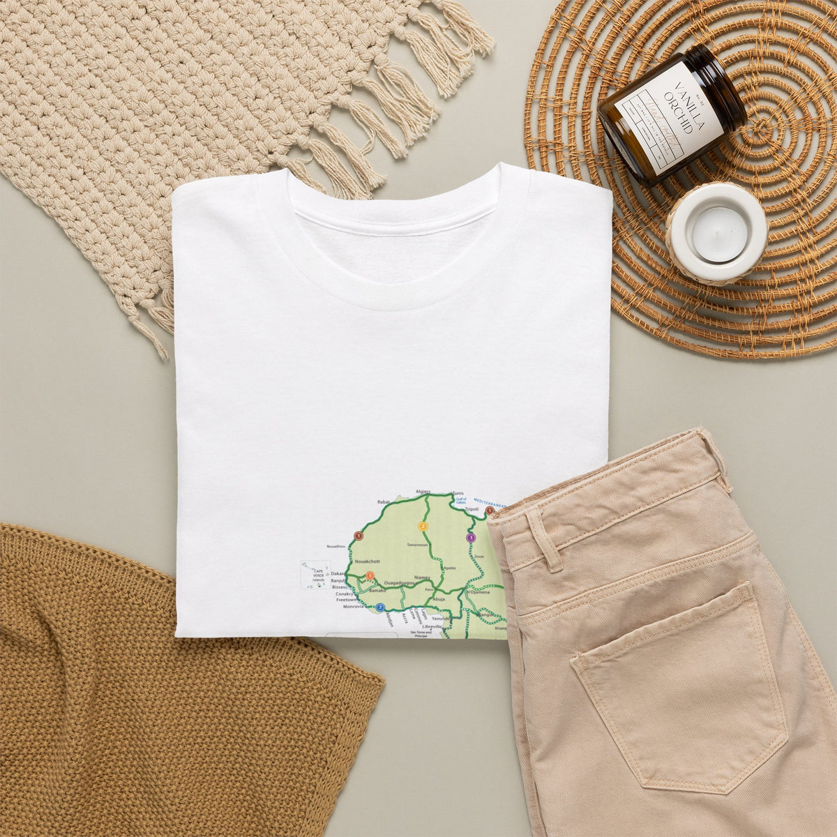 Africa Road Map T-Shirt — Vintage Political Map Tee for Travel Lovers