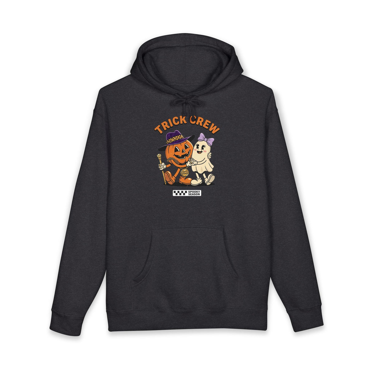 Halloween Trick Crew Hoodie — Pumpkin & Ghost Graphic Sweatshirt