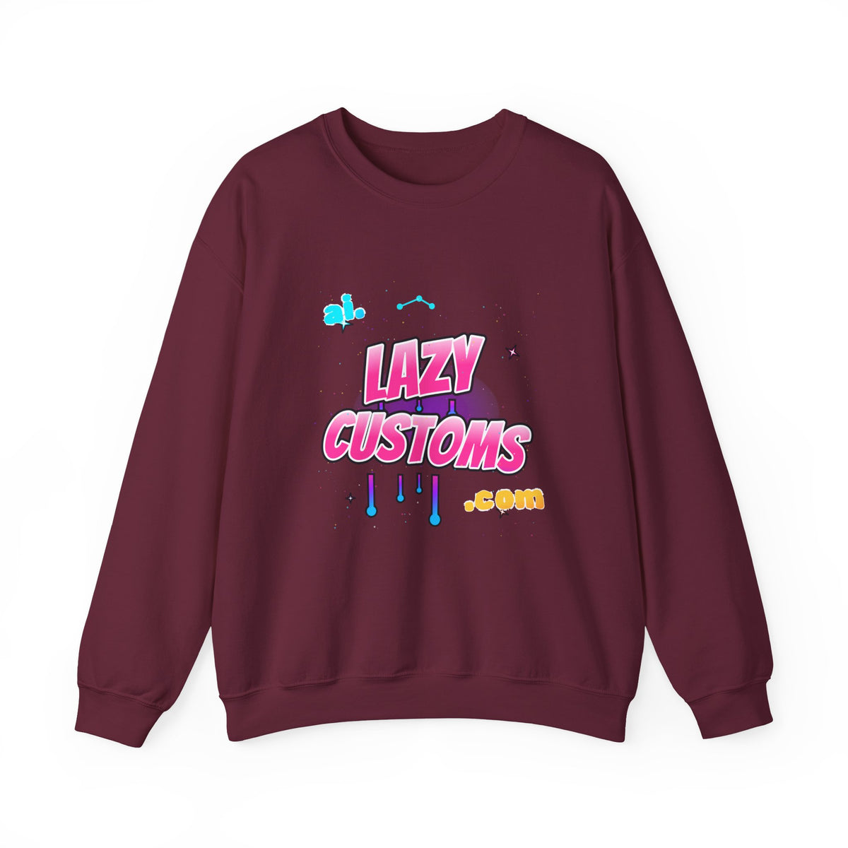 Crewneck Sweatshirt — 'Lazy Customs' Retro Drip Logo Pullover
