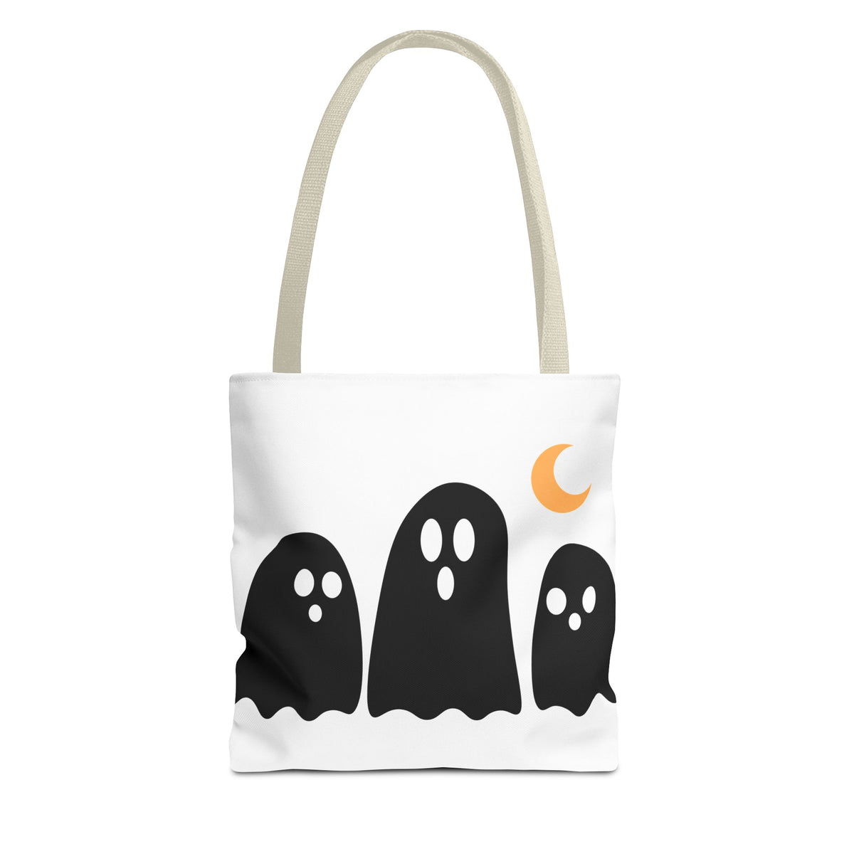 Ghost Trio Moon Tote Bag — Cute Halloween Ghosts AOP Tote