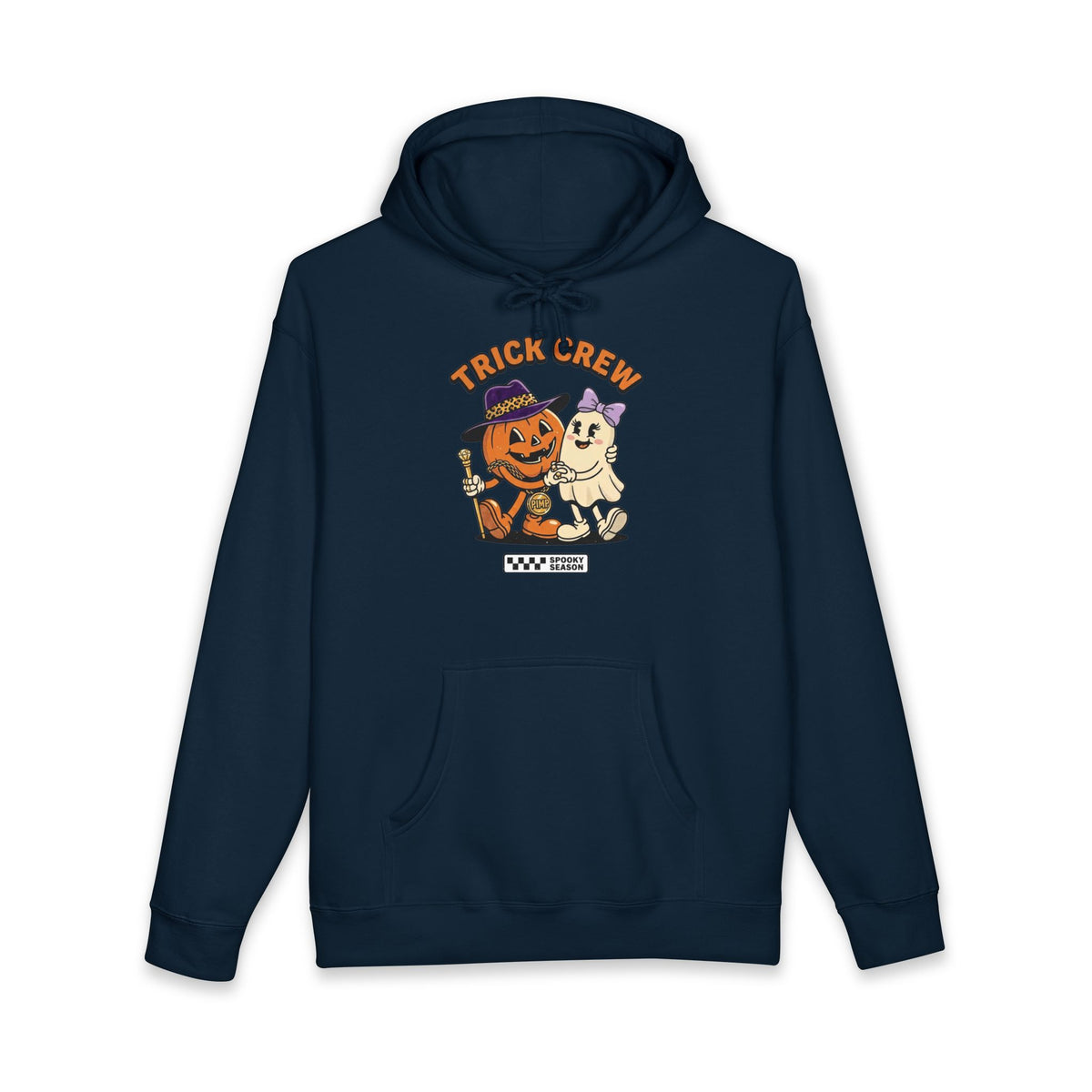 Halloween Trick Crew Hoodie — Pumpkin & Ghost Graphic Sweatshirt