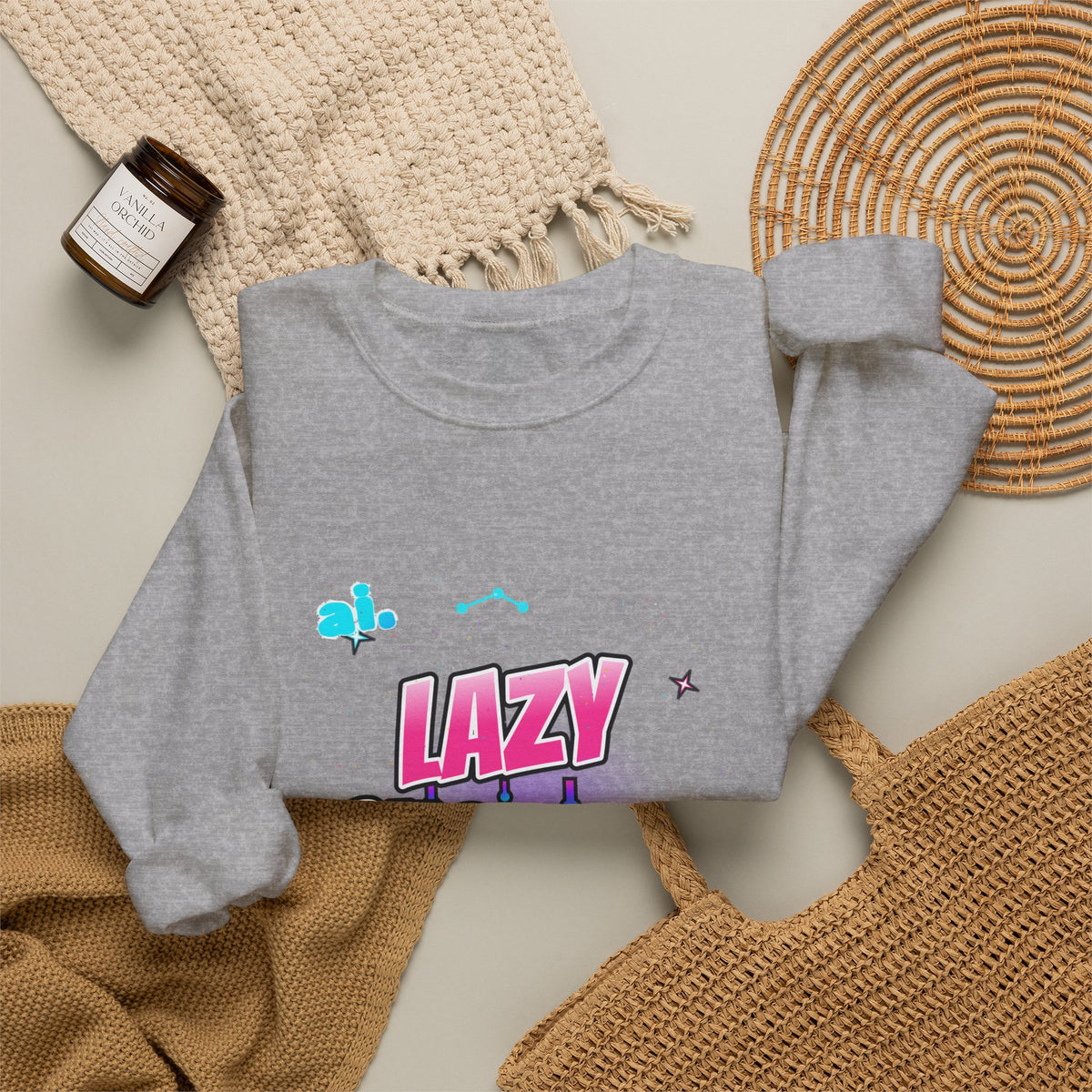 Crewneck Sweatshirt — 'Lazy Customs' Retro Drip Logo Pullover
