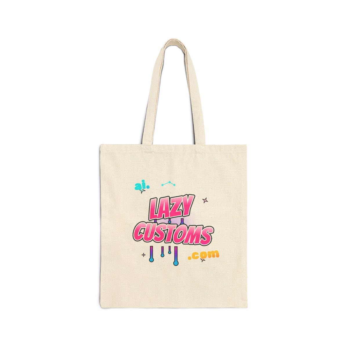 Canvas Tote Bag — Retro Pink “Lazy Customs” Graphic Shopper