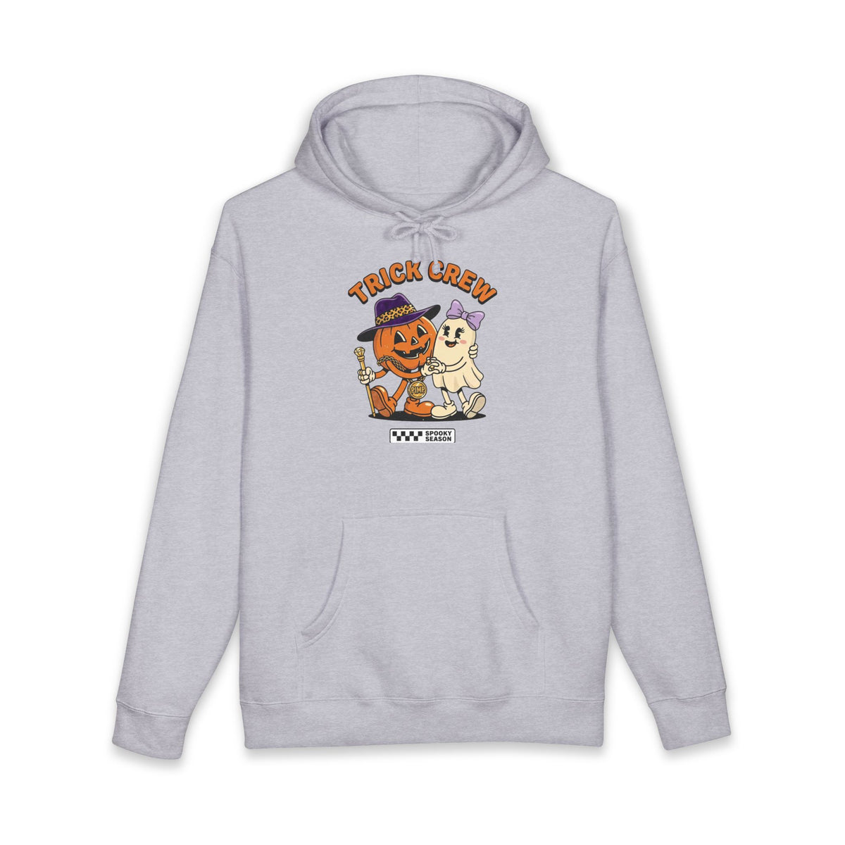 Halloween Trick Crew Hoodie — Pumpkin & Ghost Graphic Sweatshirt