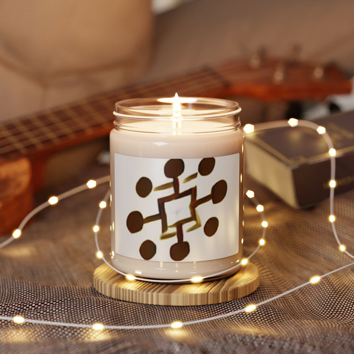 9oz Scented Soy Candle — Warm Amber Geometric Design