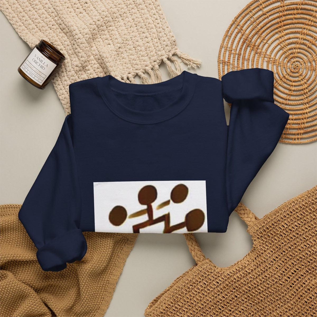 Crewneck Sweatshirt — Modern Geometric Brown Pattern