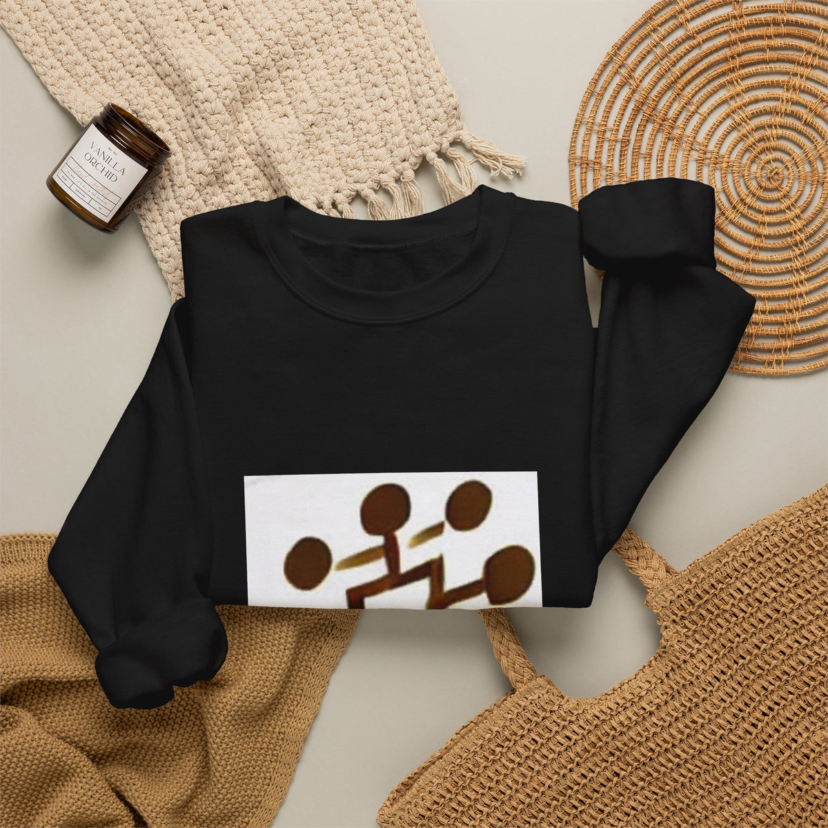 Crewneck Sweatshirt — Modern Geometric Brown Pattern