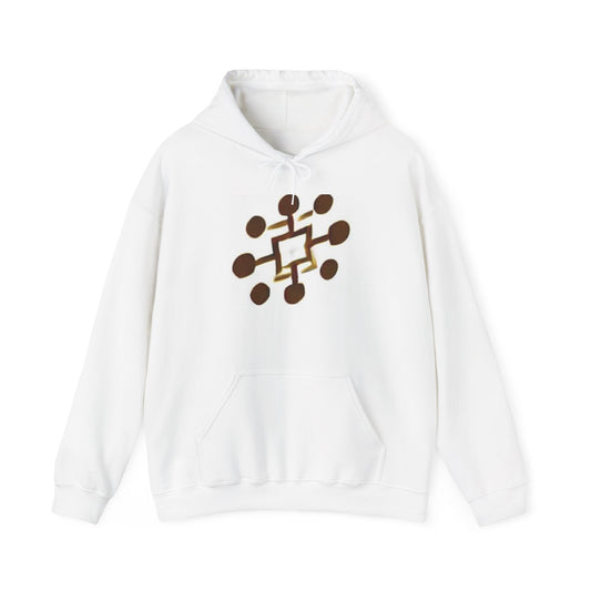 Geometric Coffee Beans Hoodie — Brown Espresso Pattern Pullover