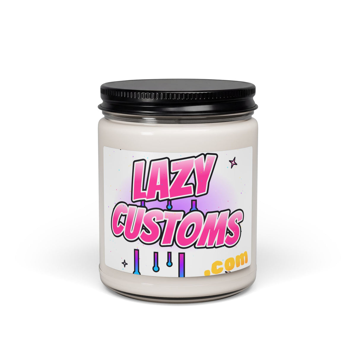 LAZY CUSTOMS Scented Soy Candle — 9oz Jar Candle (Pink Retro Logo)
