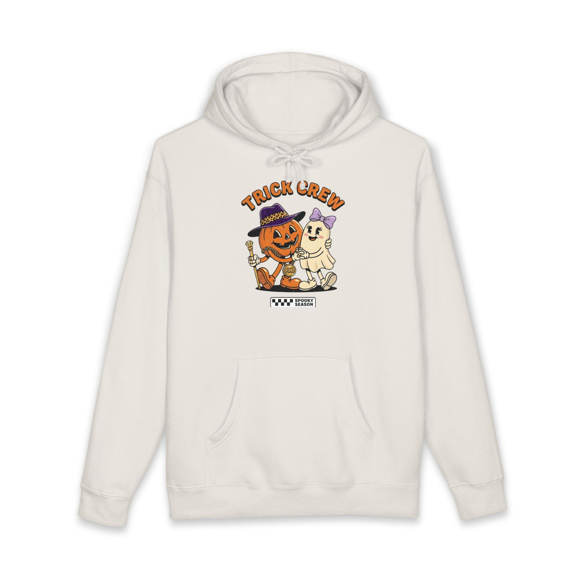 Halloween Trick Crew Hoodie — Pumpkin & Ghost Graphic Sweatshirt