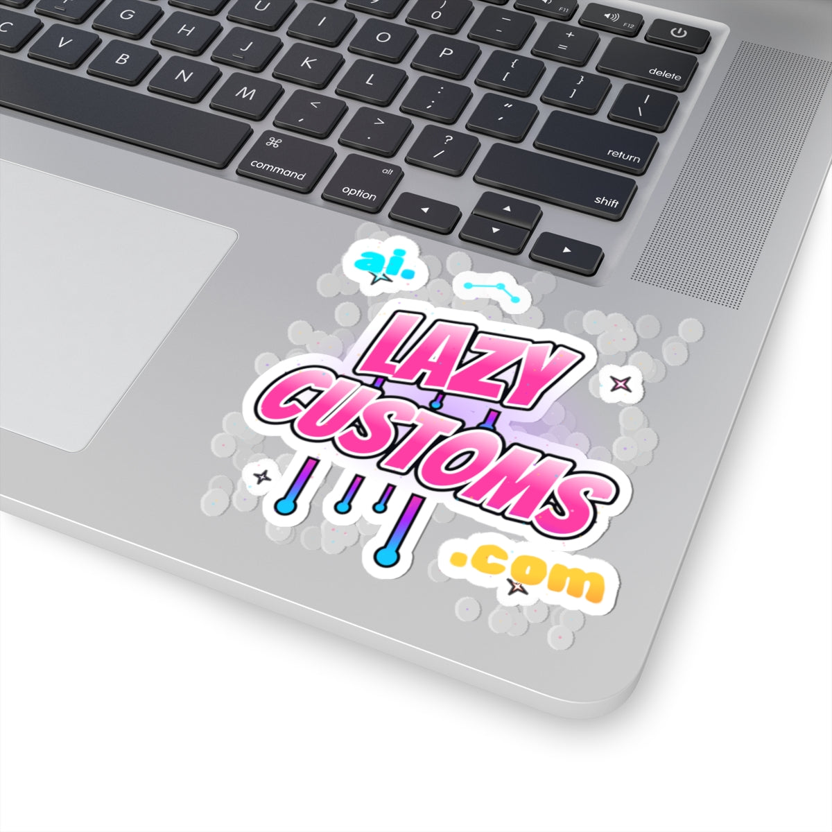 Lazy Customs Kiss-Cut Sticker — Cute Pink Logo Decal for Laptops & Gear