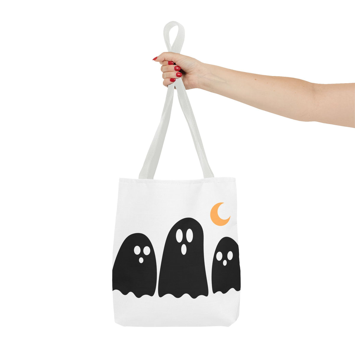 Ghost Trio Moon Tote Bag — Cute Halloween Ghosts AOP Tote