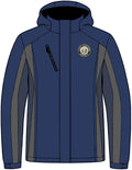 Men's Colorblock 3-in-1 Waterproof Jacket — Navy Hooded Outerwear with Logo