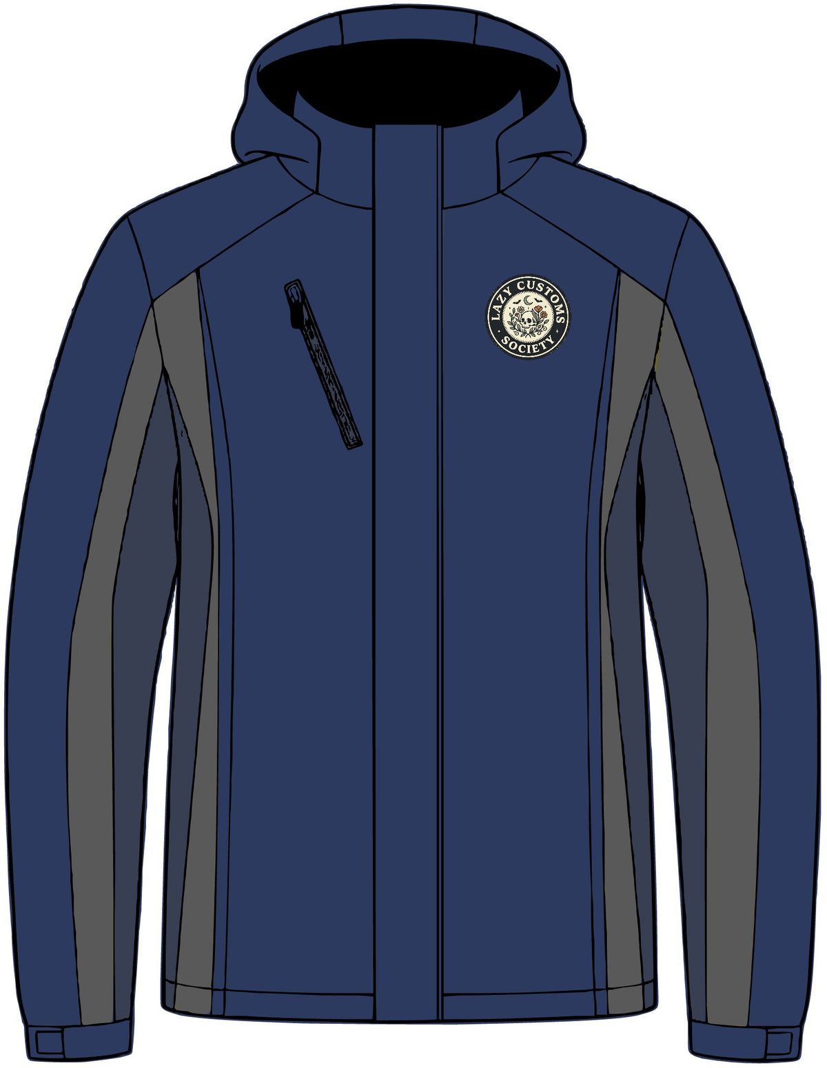Men's Colorblock 3-in-1 Waterproof Jacket — Navy Hooded Outerwear with Logo