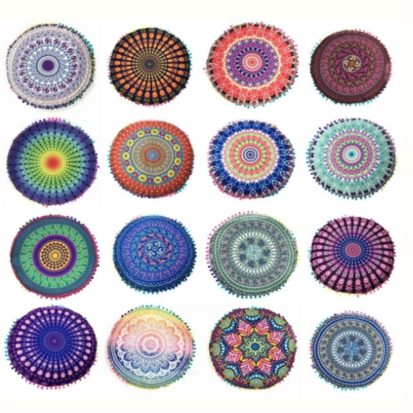 Gradient Floral Pillow Covers and Round Cushion Cases