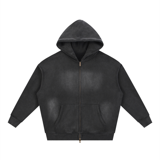 Sunfade Two-way Zipper Boxy Fleece Hoodie